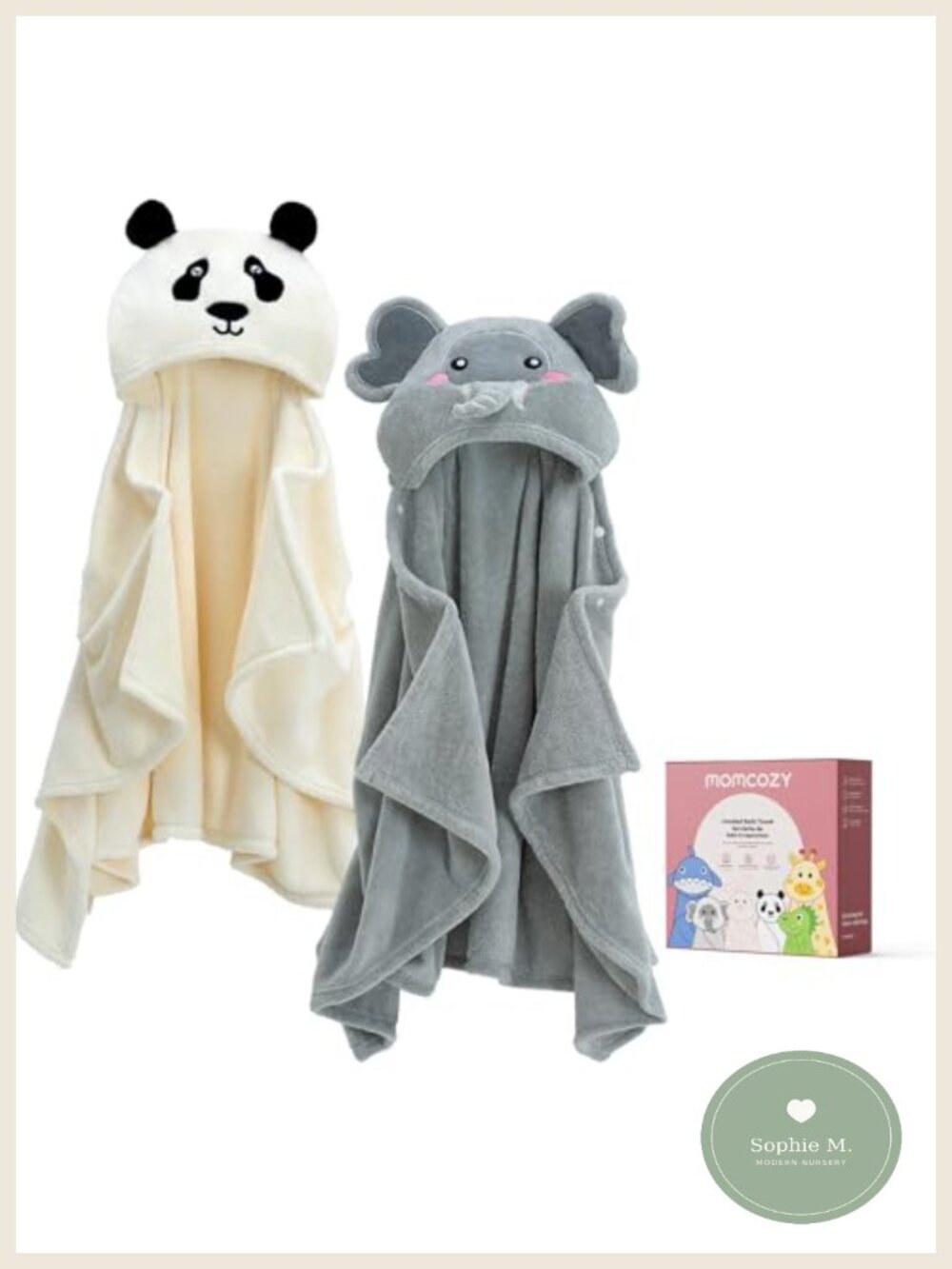 Coral Fleece Hooded Baby Towels 2 Pack 28x55 Inch Snap Closure